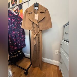 Tan Trench Style Dress with Cape